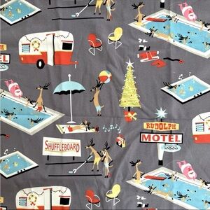 Michael Miller Quilting Cotton Fabric Retro Rudolph Motel Christmas Holiday Brea